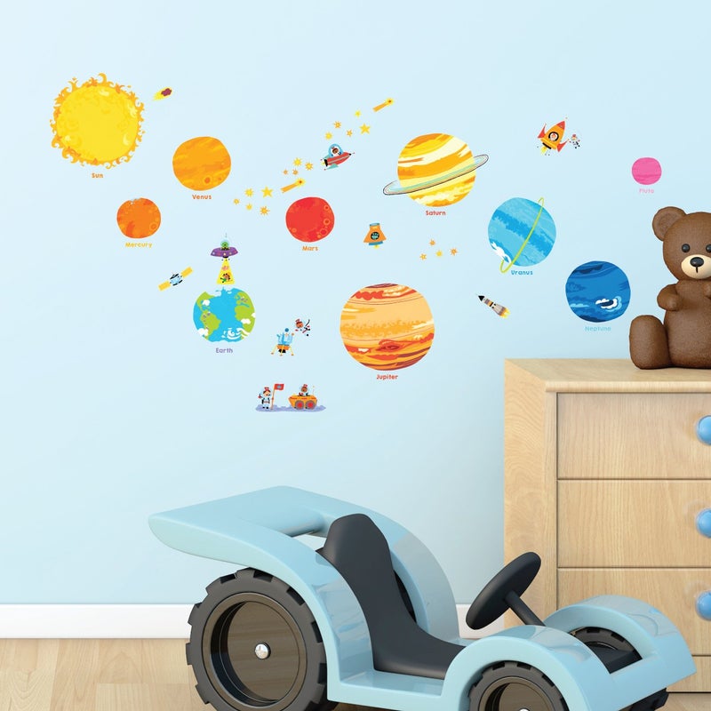 DECOWALL DS-8017 Planets and Space Kids Wall Stickers Wall Decals Peel and Stick Removable Wall Stickers for Kids Nursery Bedroom Living Room (Small) d?cor - Image 2
